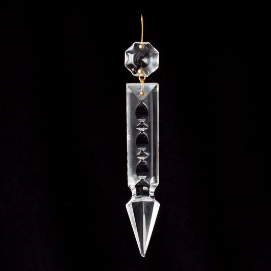 4" Half Cut Notched Crystal Spear w/ Top Bead (Blemished)