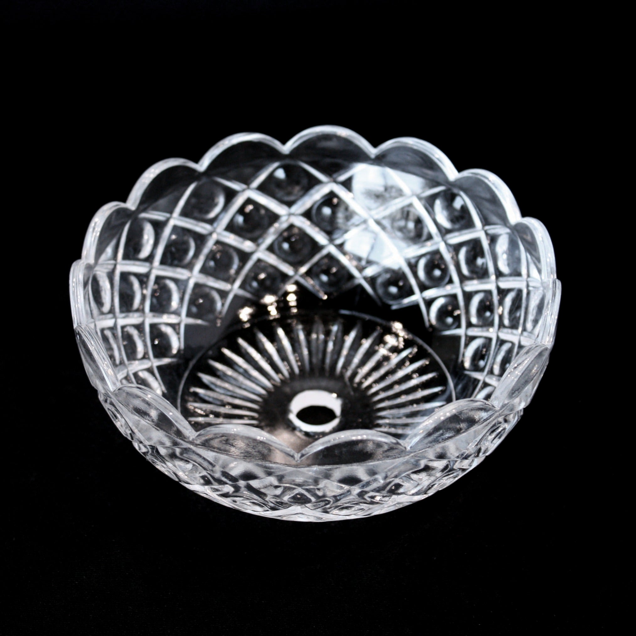 Set Of 4 Pressed Glass Prism Chandelier Bobeche – Clear Round Lamp Bobeche Without Brass Pins (#BB908)