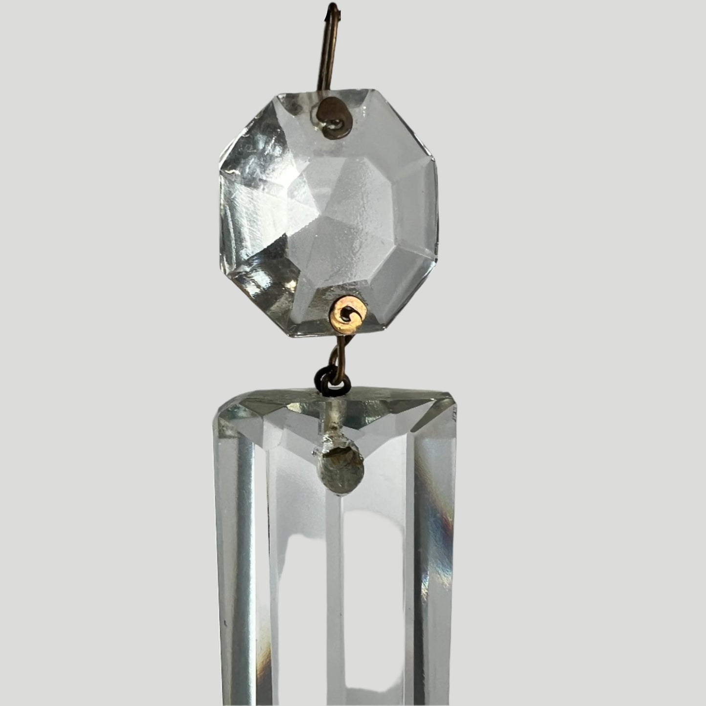 4-1/2" Czech Crystal Rounded Colonial w/ Top Bead, Antique Pinning