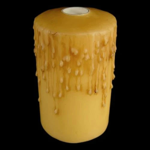 2" Wide Pillar Beeswax Candle Cover w/ Drip