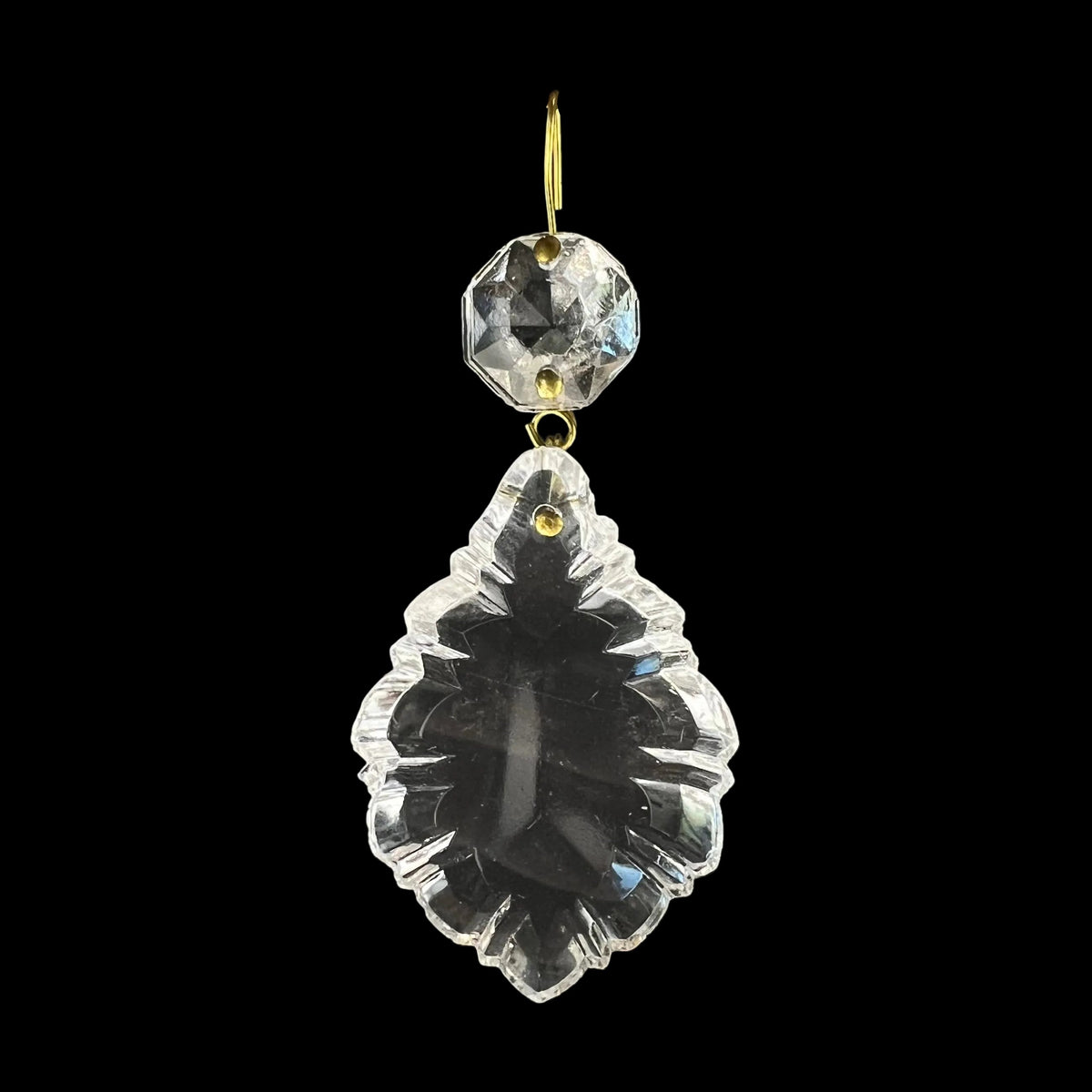 Italian Crystal Pendalogue w/ Top Bead, Brass Pinning (Blemished)