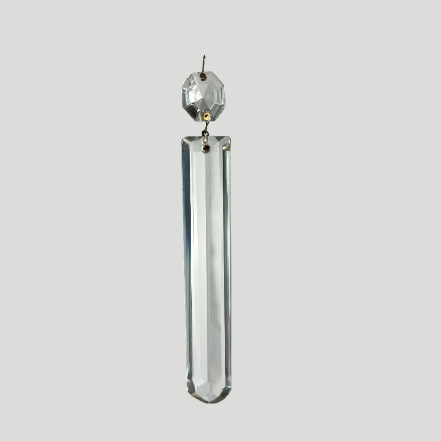 4-1/2" Czech Crystal Rounded Colonial w/ Top Bead, Antique Pinning