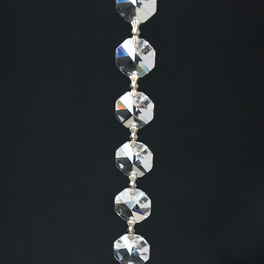 14mm Crystal Radiant Octagon Chain, 1 Meter, Chrome Bow Ties