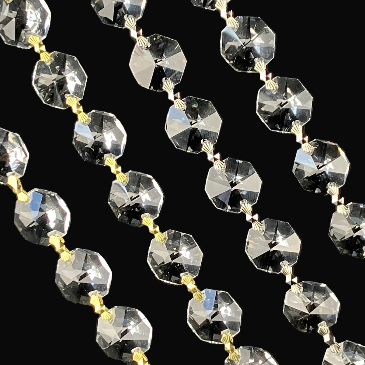 20mm Crystal Radiant Octagon Chain, 1 Meter, Bow Ties (Brass or Chrome)
