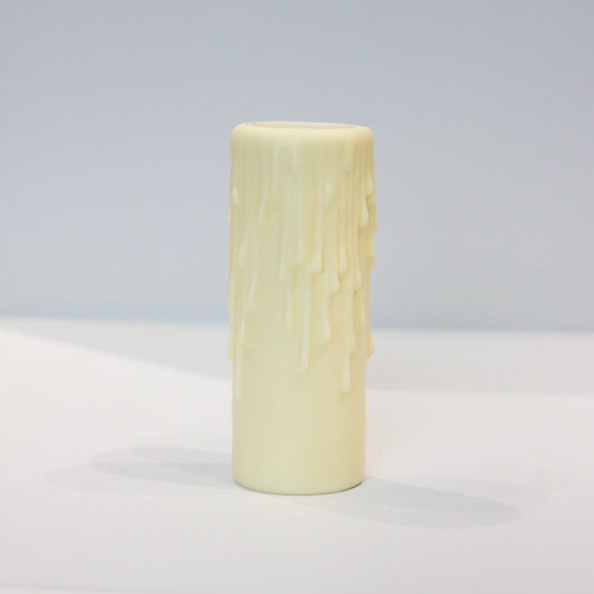 4" Vanilla Resin Candle Cover w/ Drip, Medium Base