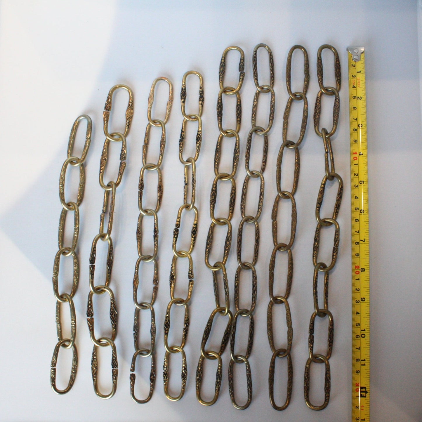 Box of Patterned Brass Plated Spanish Iron Chain, 13" and Under (Box of 16)