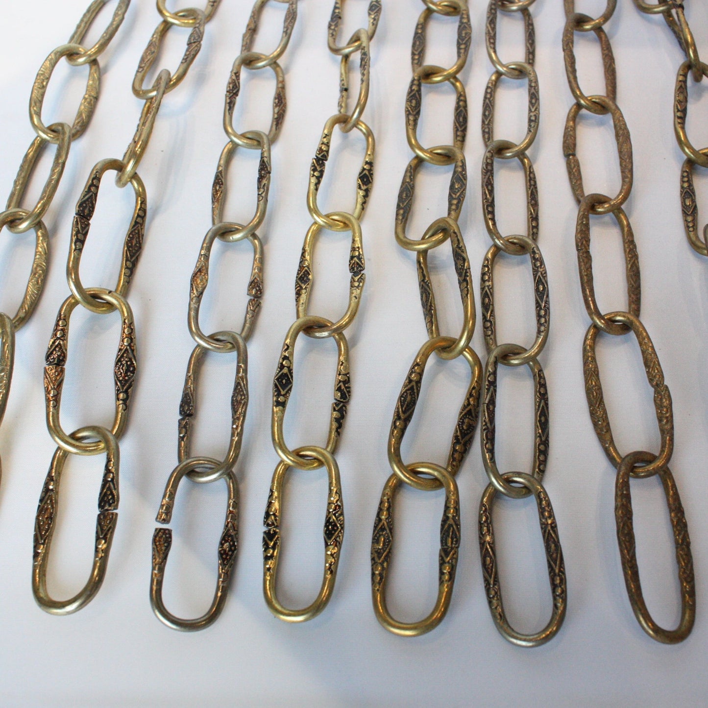 Box of Patterned Brass Plated Spanish Iron Chain, 13" and Under (Box of 16)