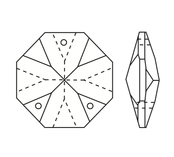 16mm 3-Hole Clear Octagon
