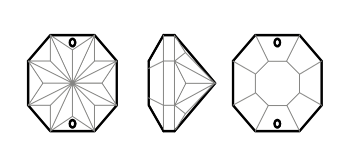 2-Hole Czech Crystal Octagon