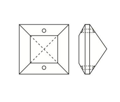 Clear Half Cut 2-Hole Square