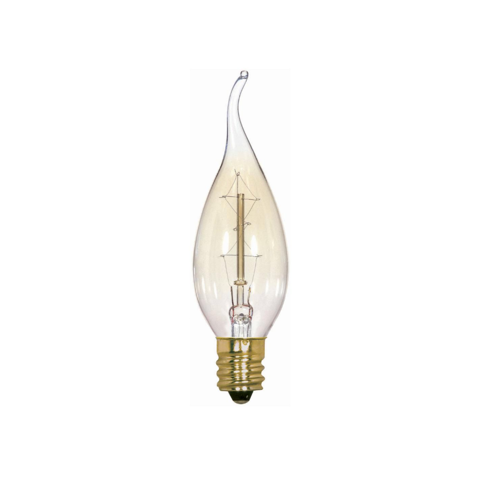 25 Watt Vintage Turn Tip Bulb, Candelabra Base