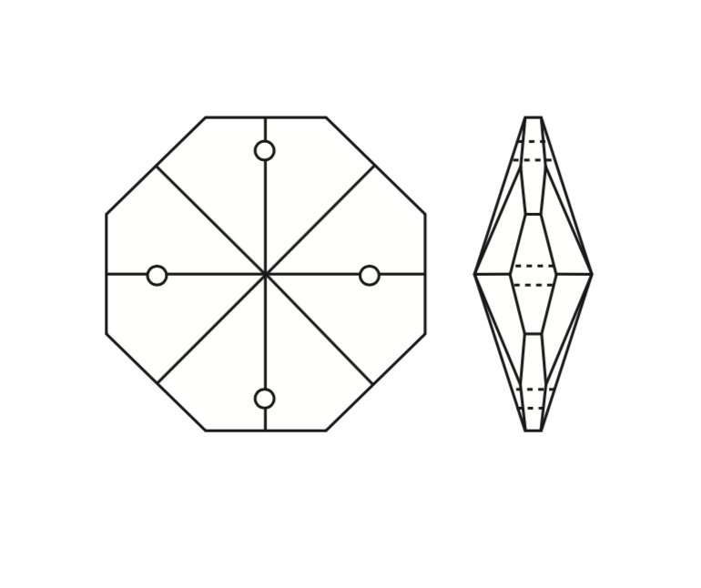 Clear Radiant 4-Hole Octagon