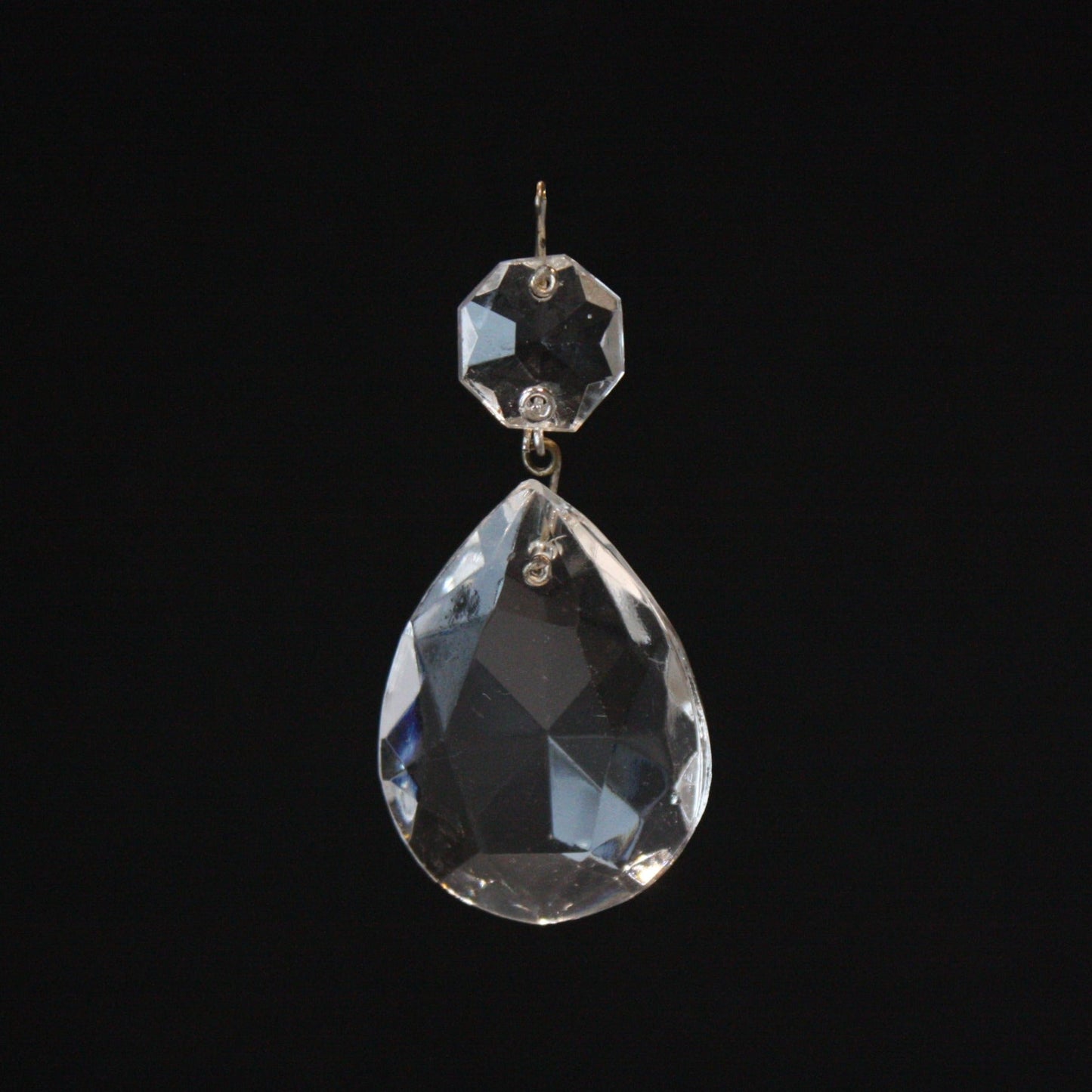 1-1/2" Czech Crystal Half Cut Teardrop w/ Top Bead (Blemished)