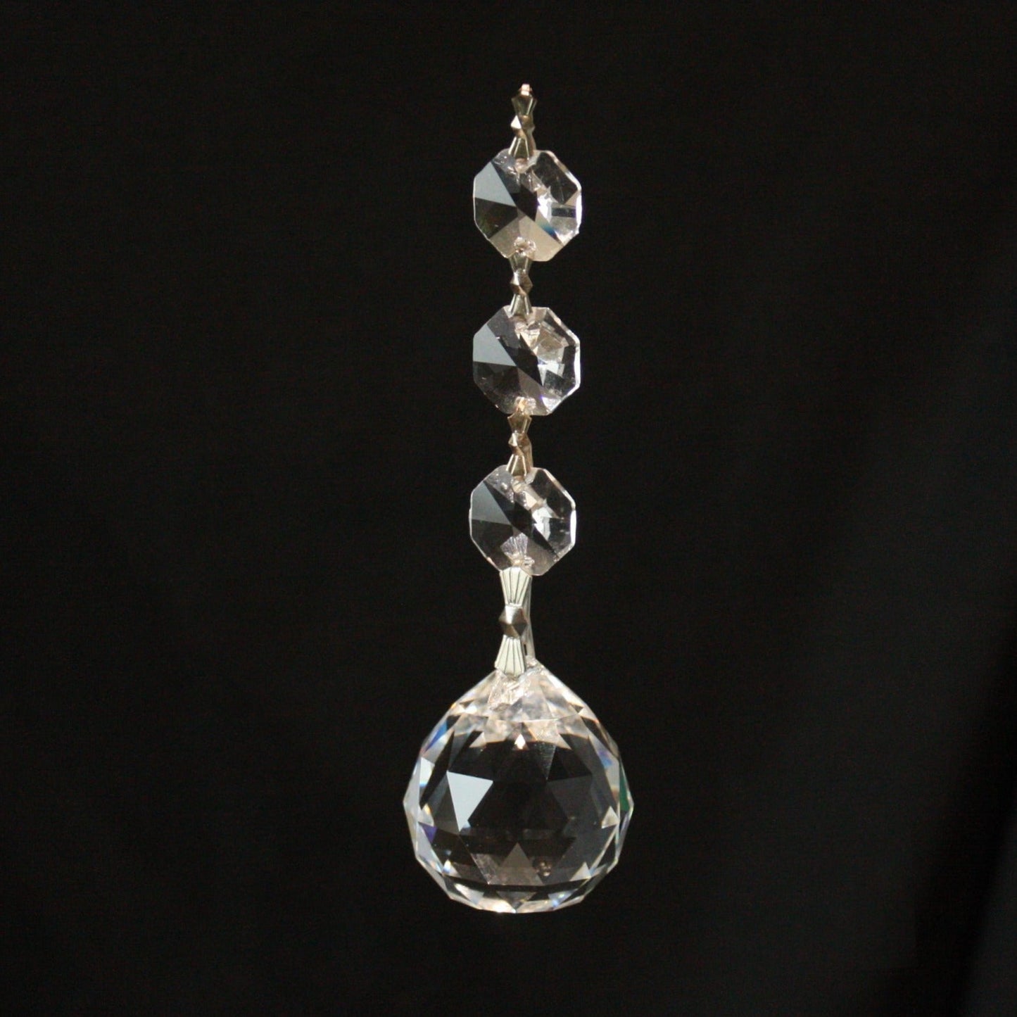30mm Faceted Crystal Ball w/ Top Beads, Chrome