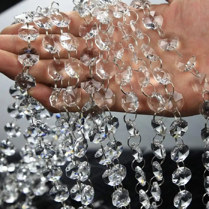 NEW 39" Crystal 14mm Octagon Chain w/ Rings