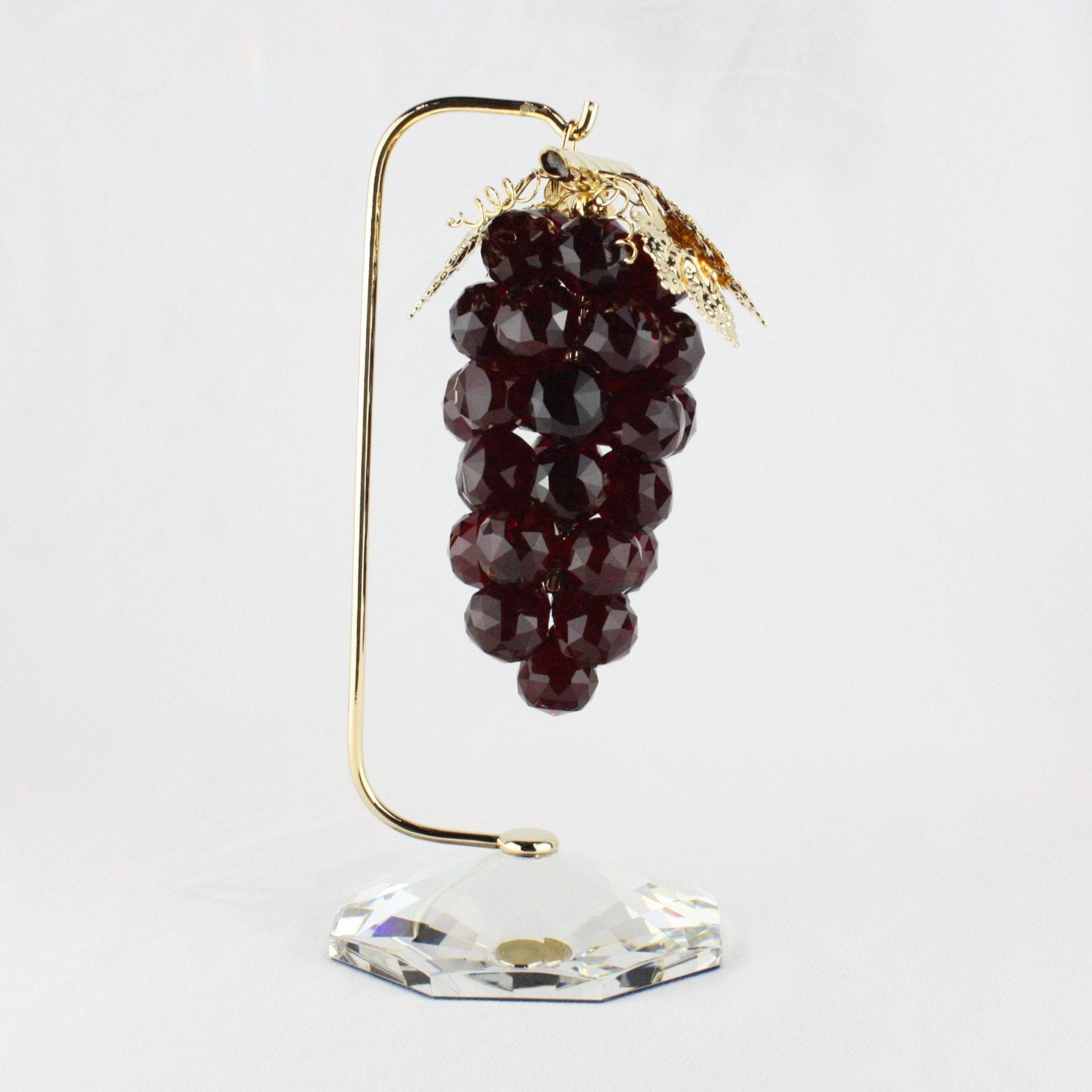 Crystal Bunch Of Grapes Brooch - Swarovski Crystals In Burgundy Red & Light Green, Silver Tone Rhodium