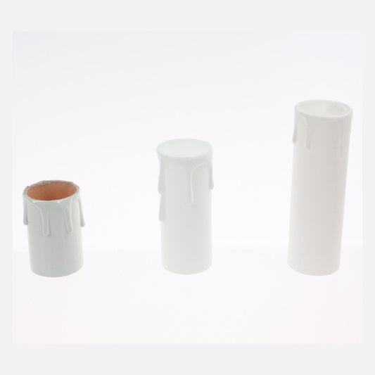 White Plastic Candle Cover w/ White Drip, Medium Base