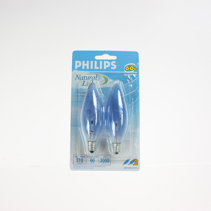 Natural Light Blunt Tip Bulb, Candelabra Base <br>(2 pack)