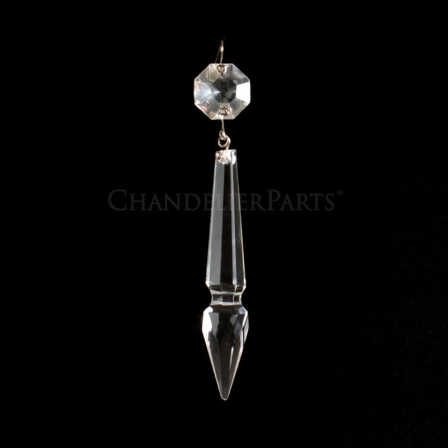 Czech 3" Crystal Notched U-Drop w/ Top Bead