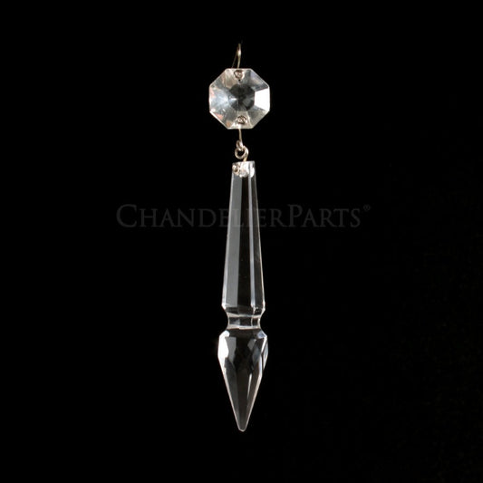 Czech 3" Crystal Notched U-Drop w/ Top Bead