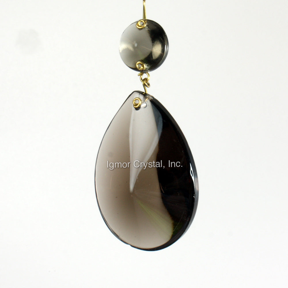 50mm Smoke Pointed Pear Prism w/ Top Bead