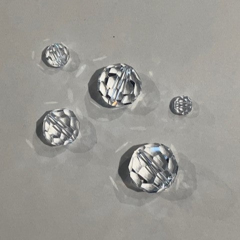 Clear Large Cut Faceted Round Bead