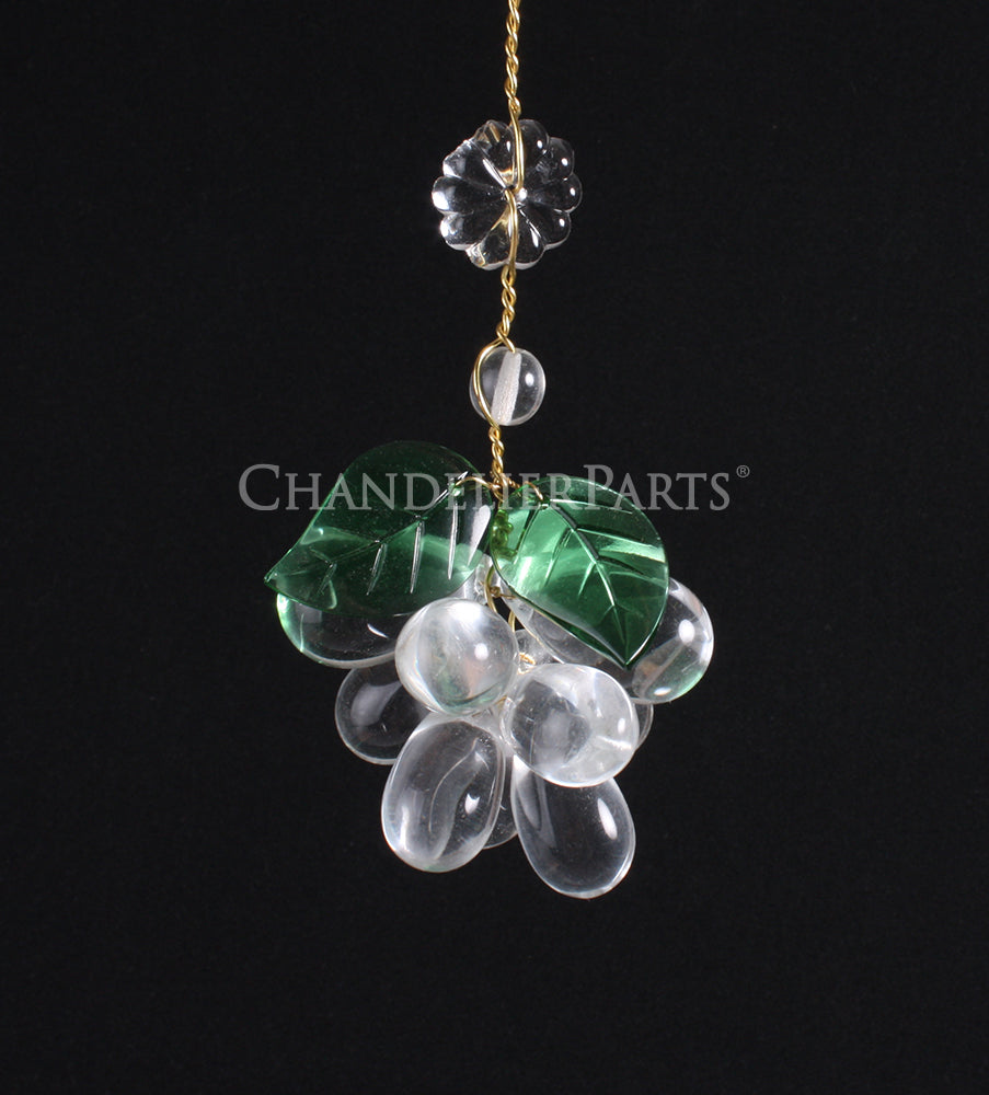 11 Crystal Grape Cluster w/ Green Leaves <br> (4 colors)