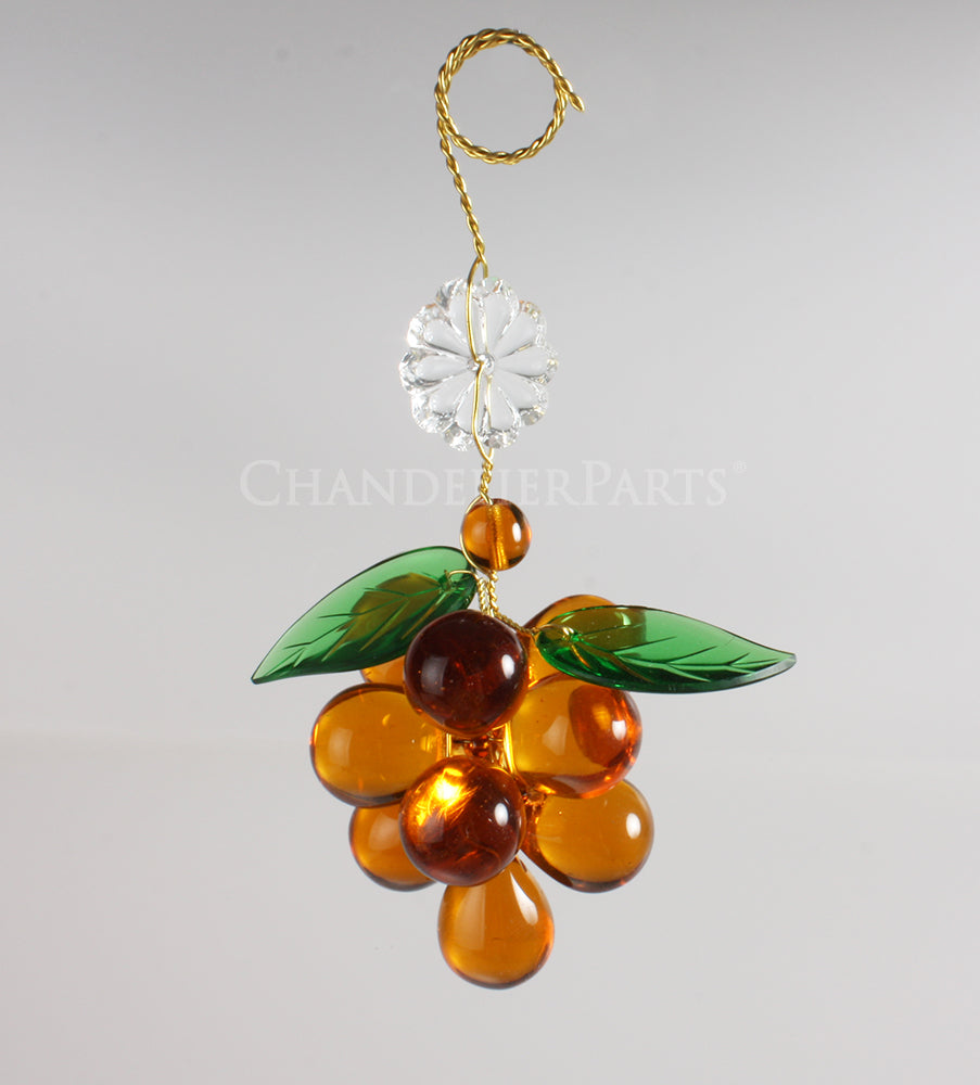 11 Crystal Grape Cluster w/ Green Leaves <br> (4 colors)