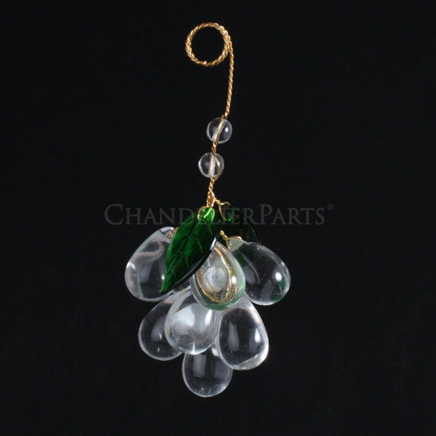 24mm 9 Crystal Grape Cluster w/ Green Leaves