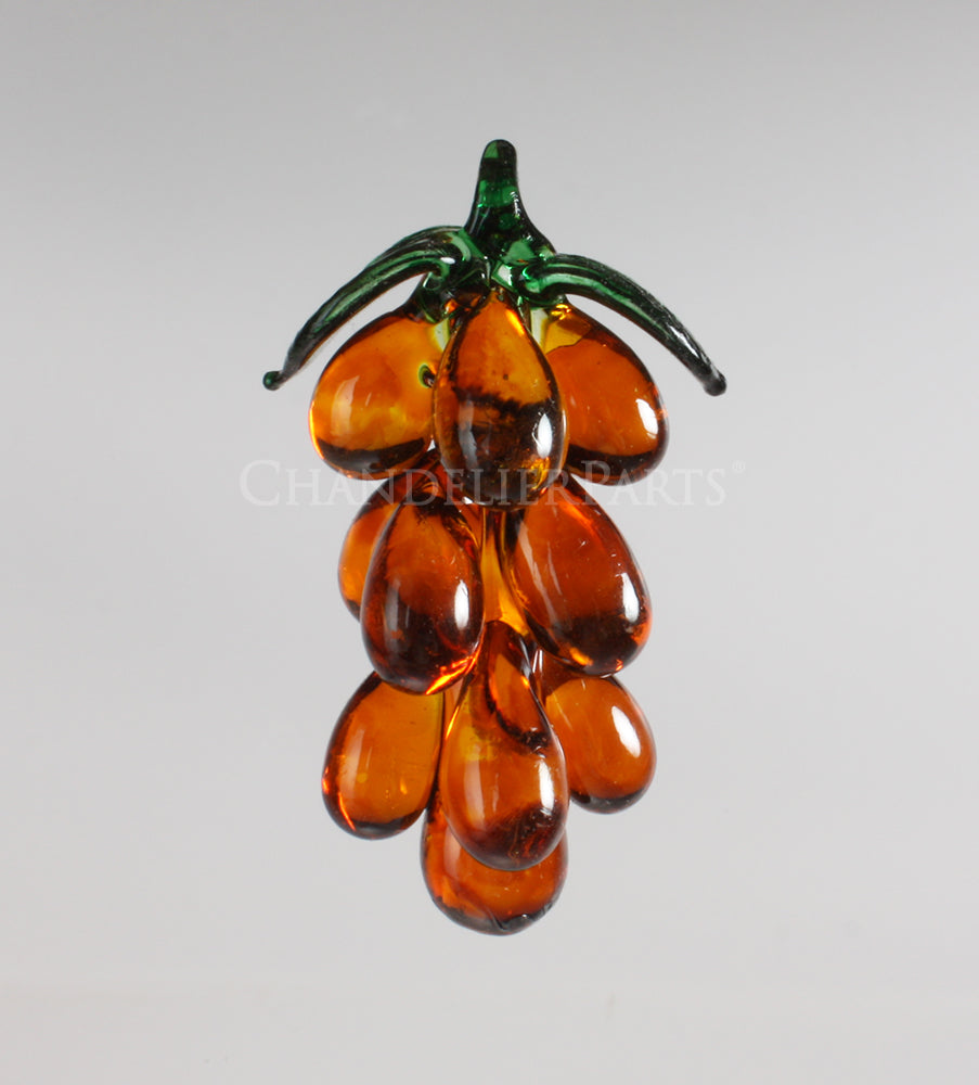 Hand Blown Crystal Grape Cluster w/ Leaves <br>(6 colors)