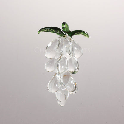 Hand Blown Crystal Grape Cluster w/ Leaves <br>(6 colors)