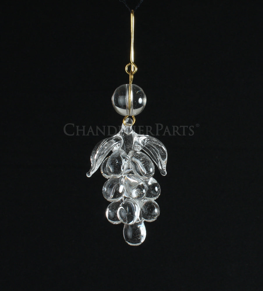 Hand Blown Crystal Grape Cluster w/ Leaves <br>(6 colors)