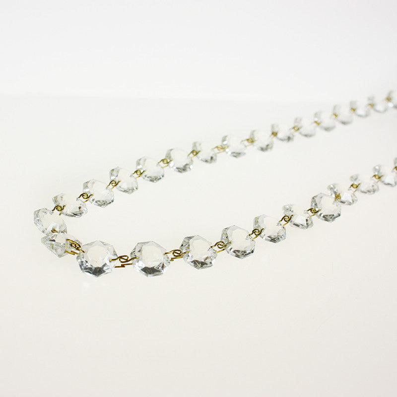 39" Clear Uniform Octagon Chain w/ Brass Snake Clips