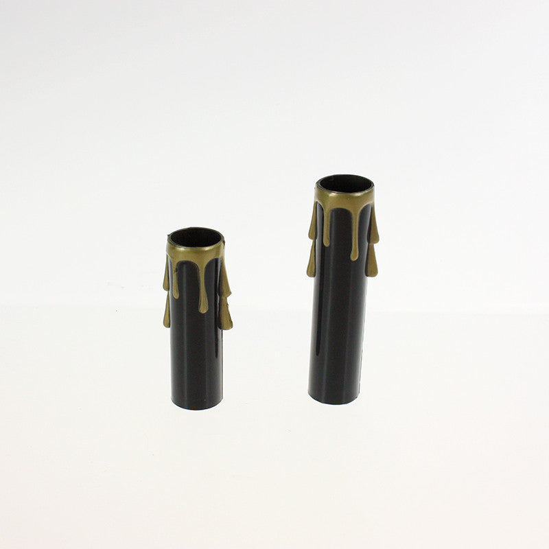 Black Plastic Candle Cover w/ Gold Drip, Candelabra Base