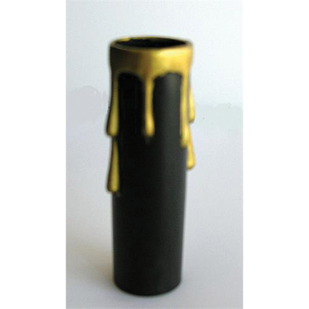 Black Plastic Candle Cover w/ Gold Drip, Candelabra Base