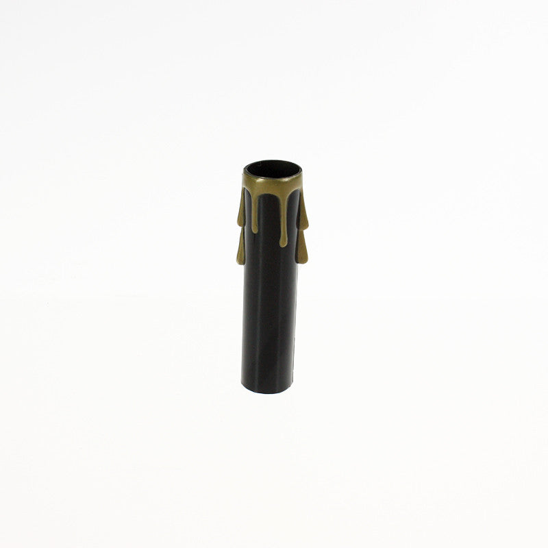 Black Plastic Candle Cover w/ Gold Drip, Candelabra Base