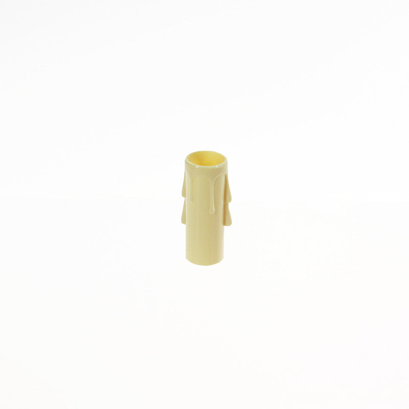 Ivory Plastic Candle Cover w/ Ivory Drip, Candelabra Base