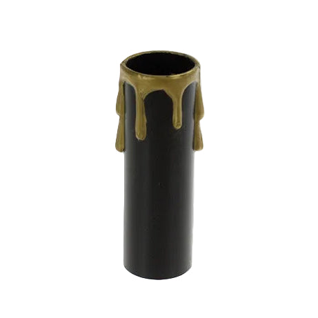 Black Plastic Candle Cover w/ Gold Drip, Medium Base