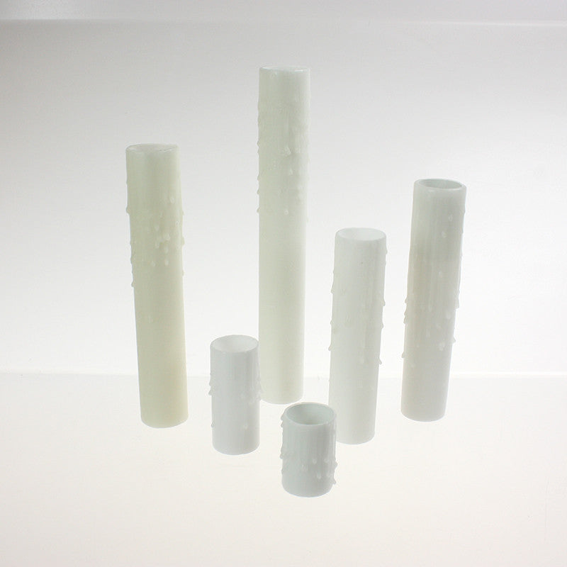 White Beeswax Candle Cover w/ Drip, Medium Base