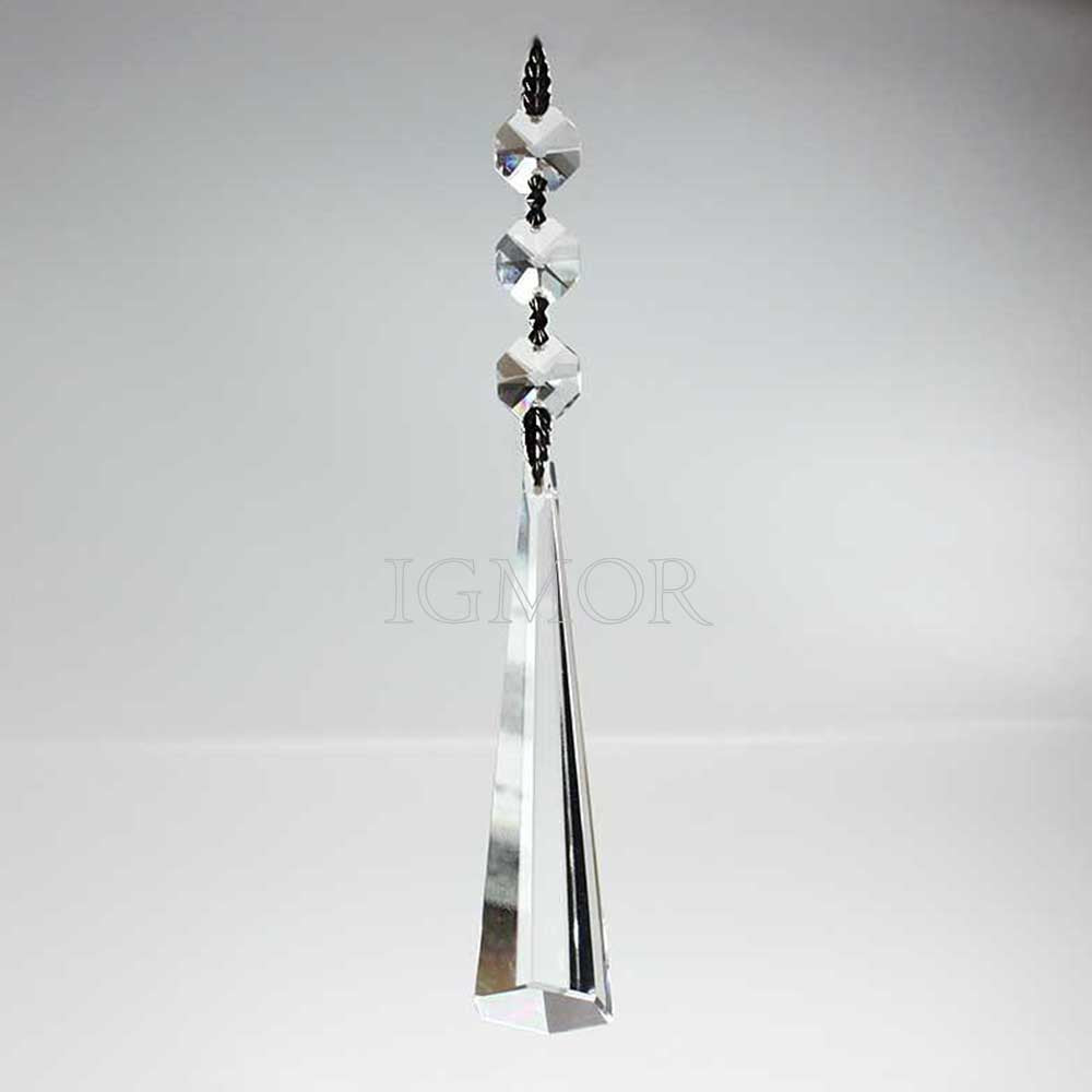 3-3/4" Clear 6-Sided Drop w/ 3 Top Octagons