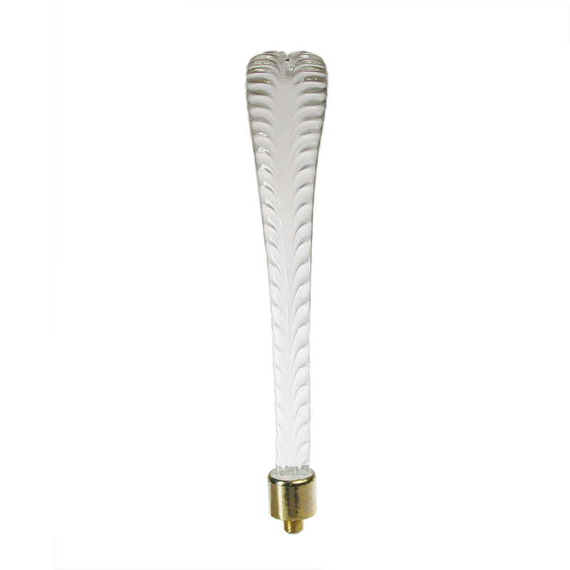 Leaf Shaped 9" Glass Scroll, brass ferrule