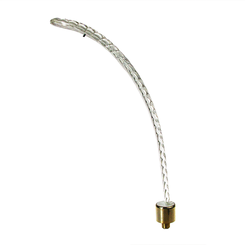 Leaf Shaped 9" Glass Scroll, brass ferrule
