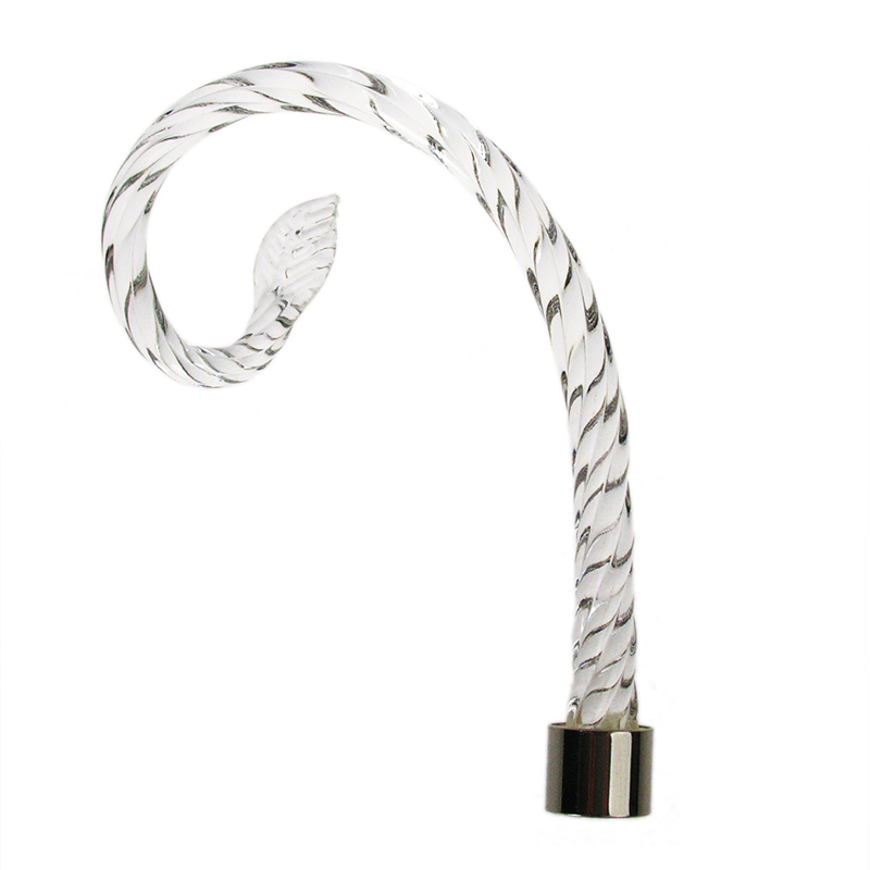 Rope Scroll with Leaf, chrome ferrule (6")