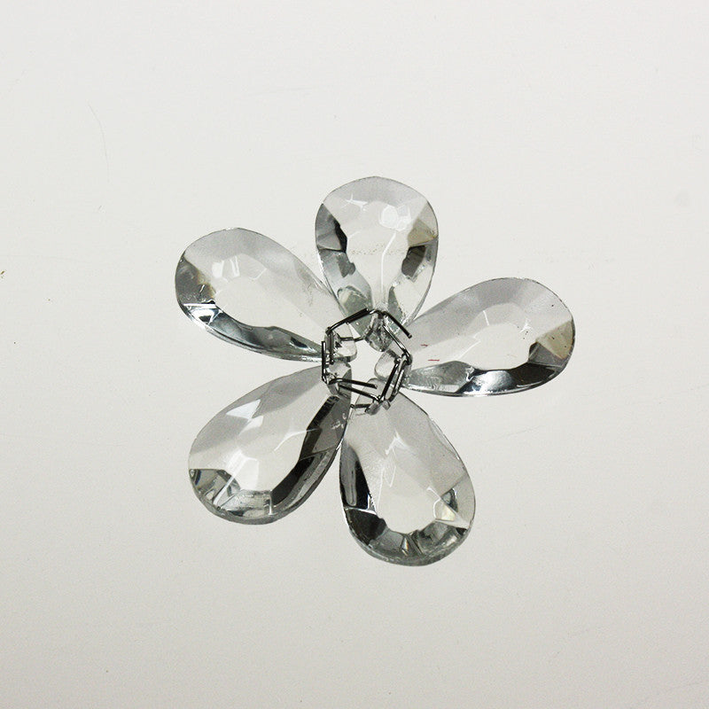 Italian 1" Flower Clear Teardrops (5 wired together)