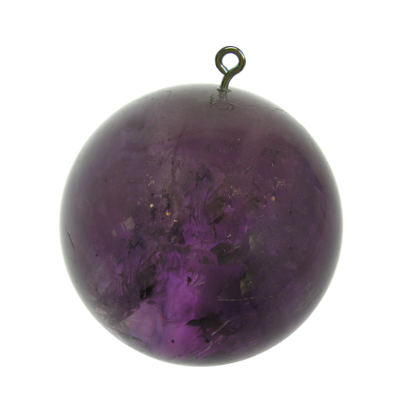90mm Smooth Amethyst Rock Crystal Ball, Pilot Hole