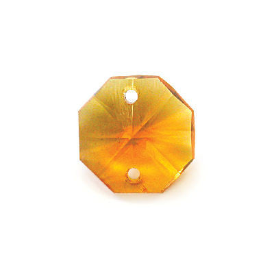 14MM TOPAZ 2 HOLE OCTAGON W/ 8 FACETS PRECIOSA MACHINE CUT 