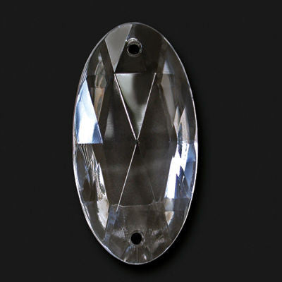 34MM PRESSED CRYSTAL CZECH OVAL W/ 2 HOLES