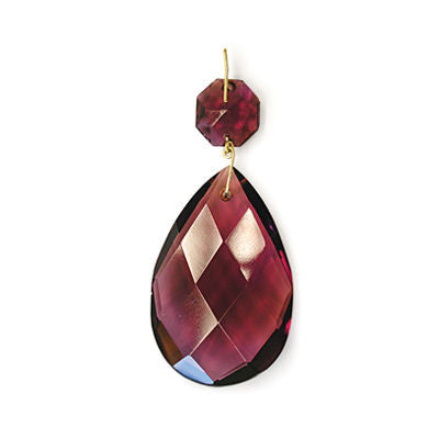 Czech 2-1/2" Colored Swedish Cut Teardrop w/ Top Bead