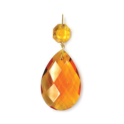 Czech 2-1/2" Colored Swedish Cut Teardrop w/ Top Bead (Blemished)