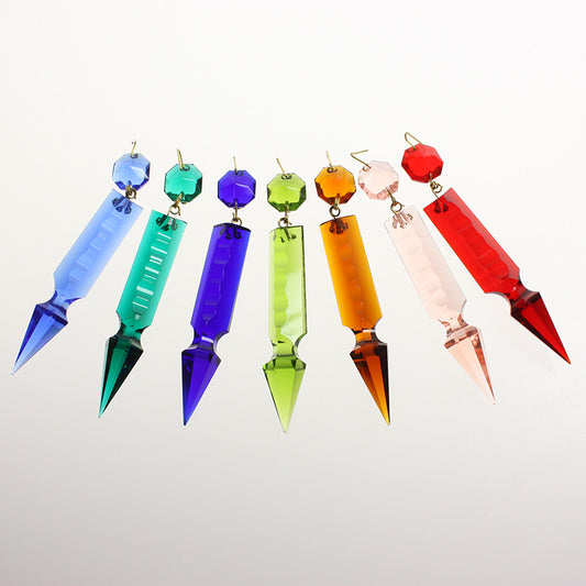 3" Colored Czech Notched Spear w/ 14mm Top Bead <br> (7 colors)